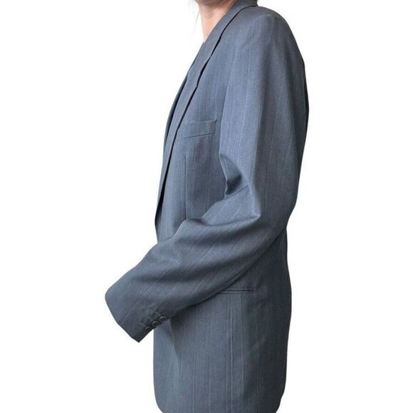 Yves Saint Laurent Mens YSL Slate Blue Striped Wool Sport Coat Blazer 44R - Picture 9 of 12